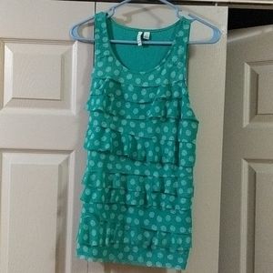 Elle Green and white print tank top